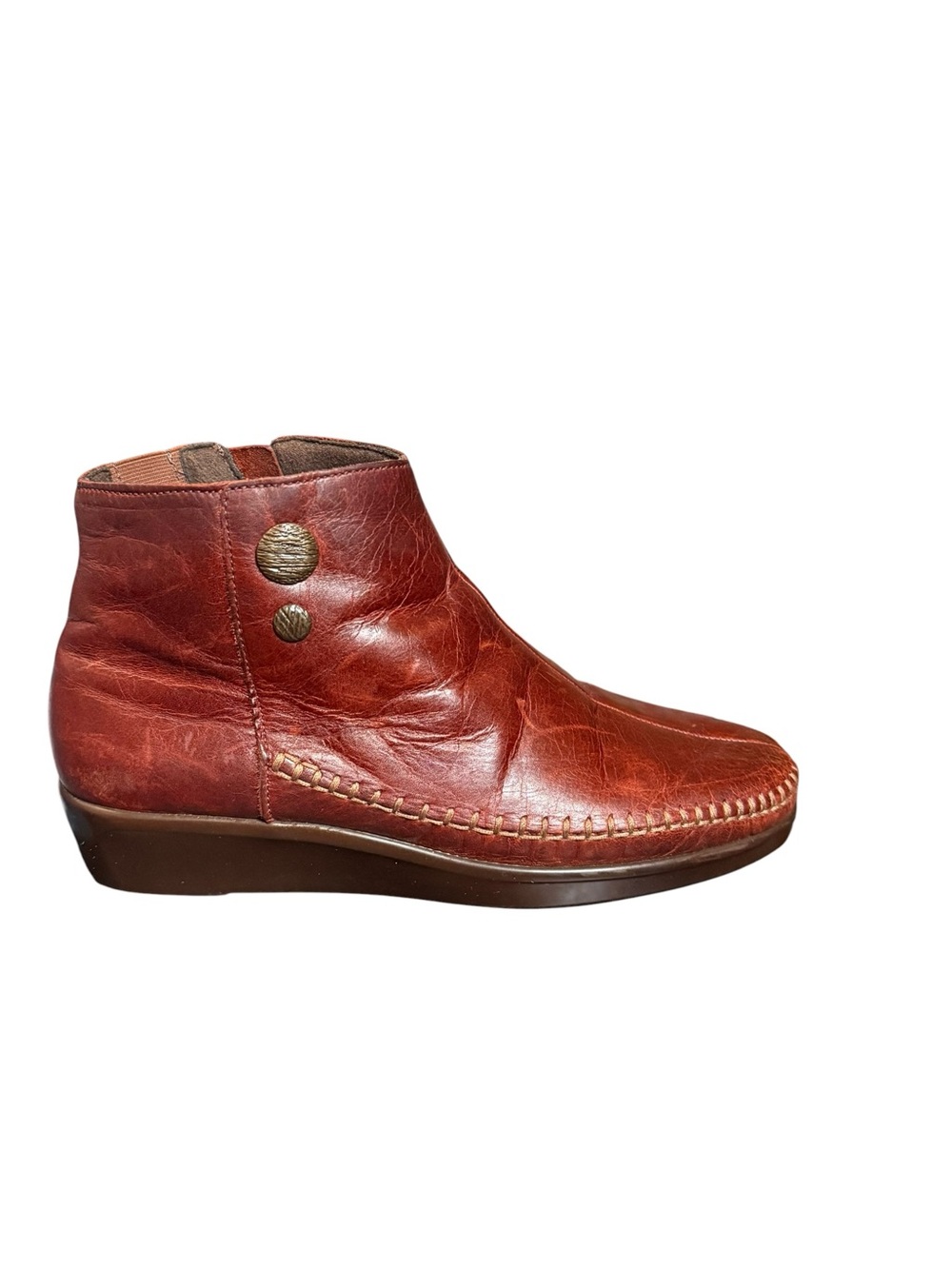 SAS Silhouette Chestnut Brown Leather Ankle Boots 8 WW - Picture 3 of 12